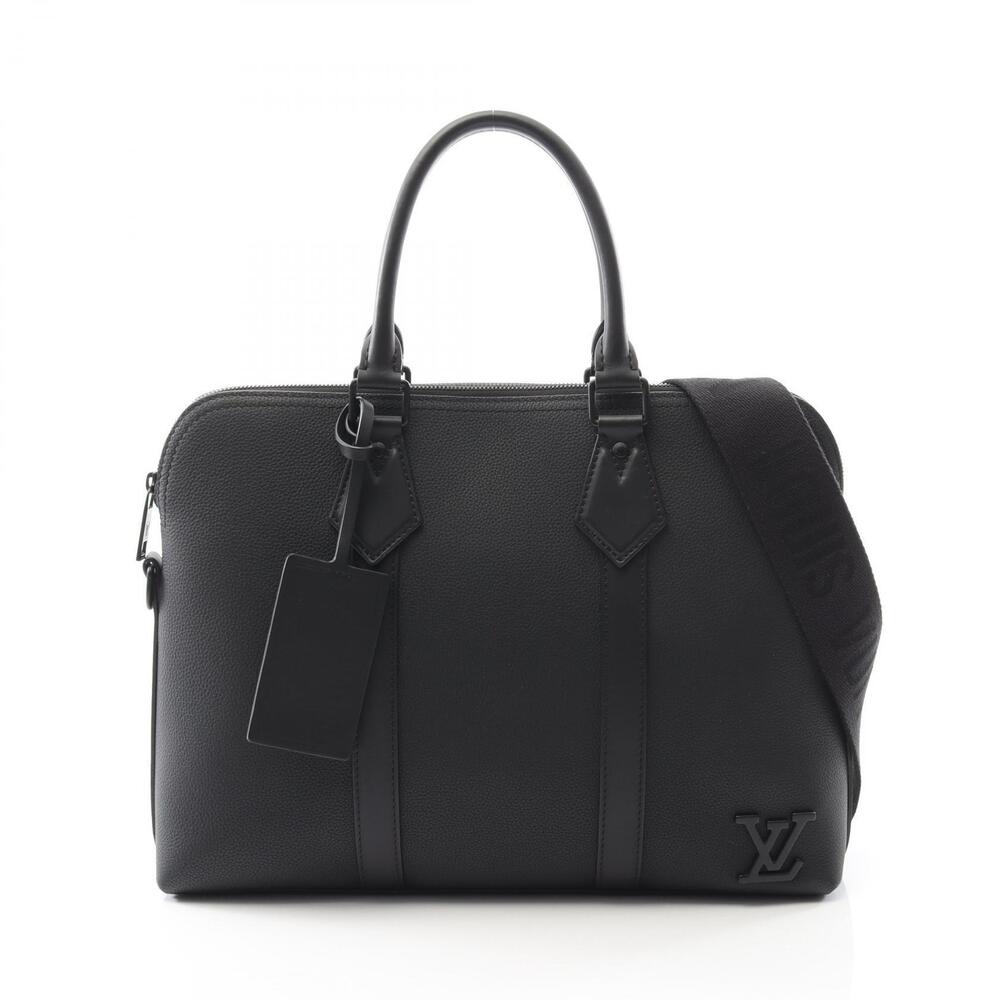 Louis Vuitton Takeoff Briefcase Bag Leather Grain Aerogram Black